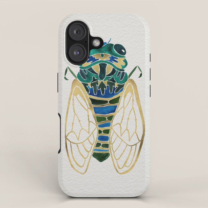 Green & Gold Cicada iPhone Case Gallery Image 1