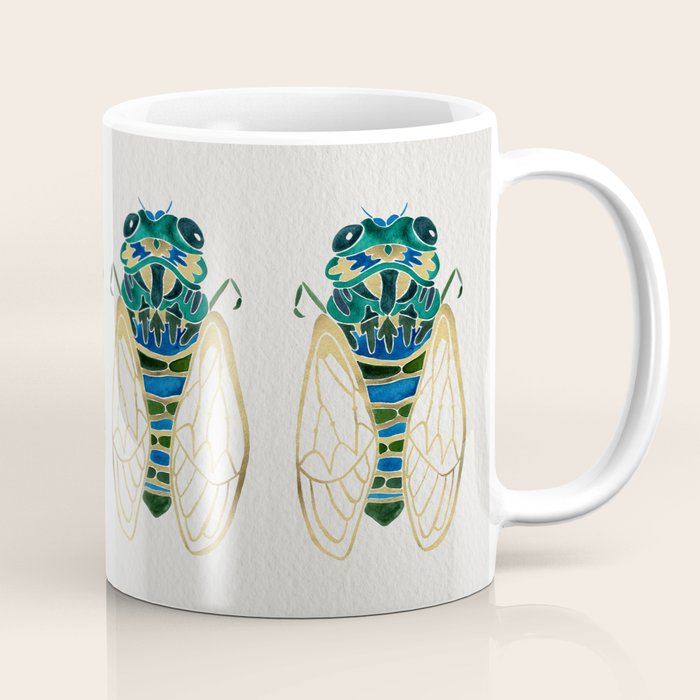 Green & Gold Cicada Coffee Mug Gallery Image 1