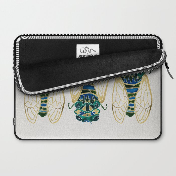 Green & Gold Cicada Laptop Sleeve Gallery Image 2