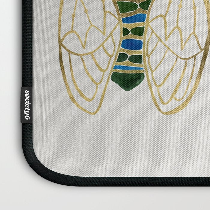 Green & Gold Cicada Laptop Sleeve Gallery Image 3