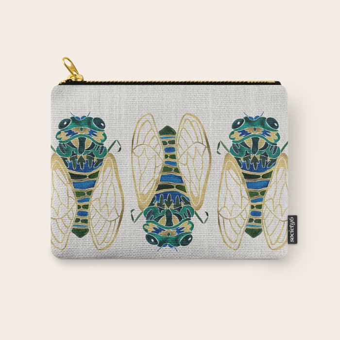 Green & Gold Cicada Carry All Pouch Gallery Image 1