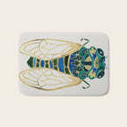 Green & Gold Cicada Bath Mat Gallery Image 1