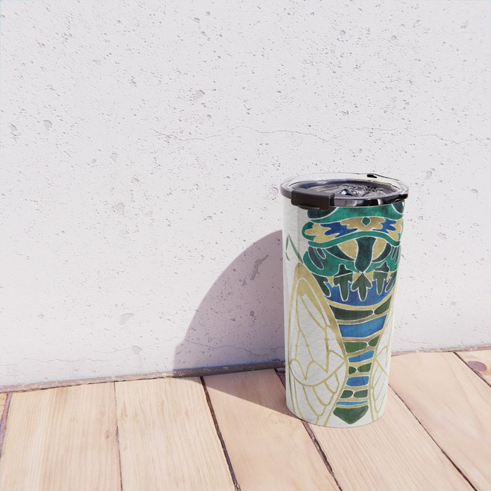 Green & Gold Cicada Travel Mug Gallery Image 4