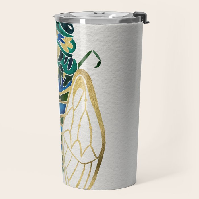 Green & Gold Cicada Travel Mug Gallery Image 2