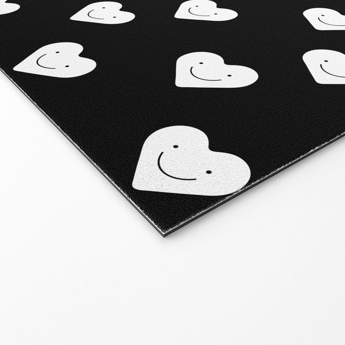 Black and white love heart doodle pattern Welcome Mat Gallery Image 2