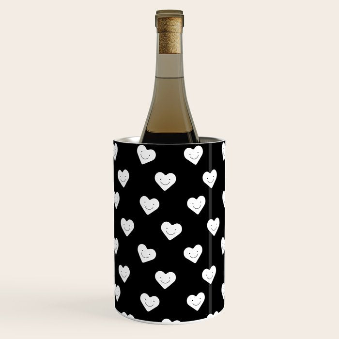 Black and white love heart doodle pattern Wine Chiller Gallery Image 1