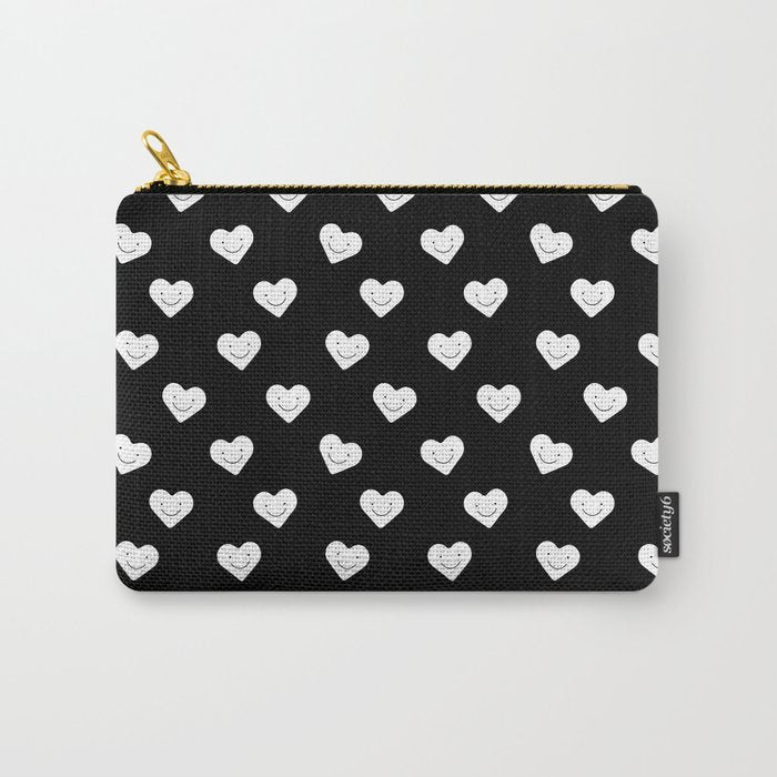 Black and white love heart doodle pattern Carry All Pouch Gallery Image 1