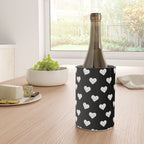 Black and white love heart doodle pattern Wine Chiller Gallery Image 4