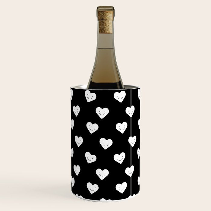 Black and white love heart doodle pattern Wine Chiller Gallery Image 2