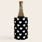 Black and white love heart doodle pattern Wine Chiller Gallery Image 2