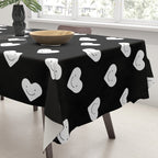 Black and white love heart doodle pattern Tablecloth Gallery Image 3