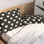 Black and white love heart doodle pattern Pillow Sham Gallery Image 2
