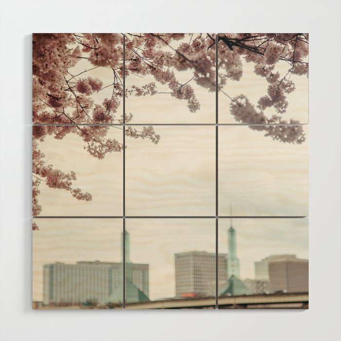 Cherry Blossoms Oregon Convention Center Wood Wall Art Gallery Image 1