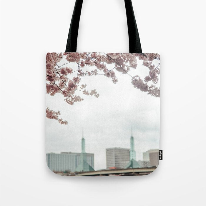 Cherry Blossoms Oregon Convention Center Tote Bag Gallery Image 1