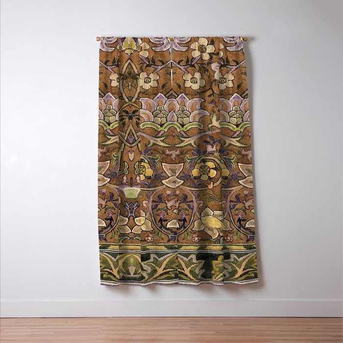 William Morris Antique Redcar Persian Floral Window Curtain Gallery Image 3