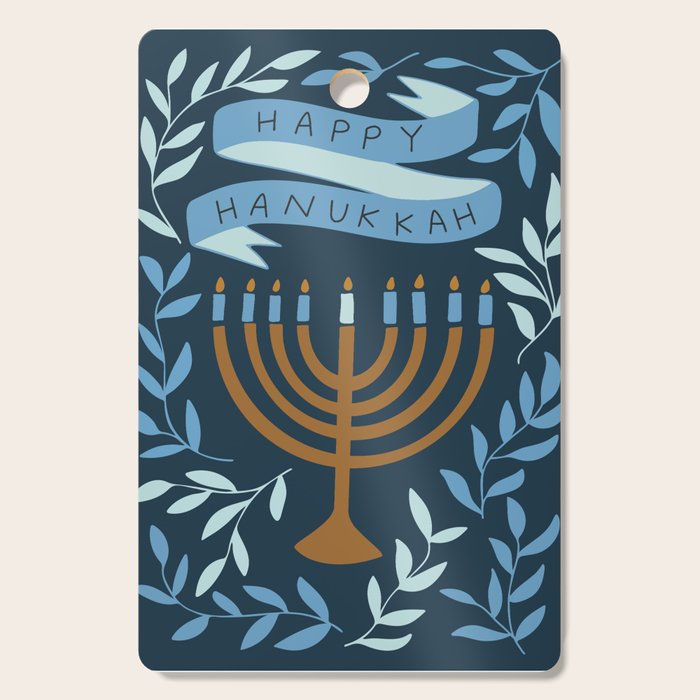 Happy Hanukkah Menorah Dark Blue Cutting Board Gallery Image 1