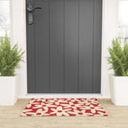 Daisy Time Floral Pattern in Retro Christmas Red and Cream Welcome Mat Gallery Image 3
