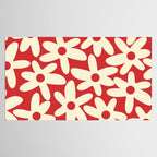 Daisy Time Floral Pattern in Retro Christmas Red and Cream Tablecloth Gallery Image 2