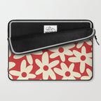 Daisy Time Floral Pattern in Retro Christmas Red and Cream Laptop Sleeve Gallery Image 2