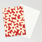 Daisy Time Floral Pattern in Retro Christmas Red and Cream Stationery Card Gallery Image 2