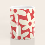 Daisy Time Floral Pattern in Retro Christmas Red and Cream Coffee Mug Gallery Image 4