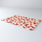 Daisy Time Floral Pattern in Retro Christmas Red and Cream Rug Gallery Image 3