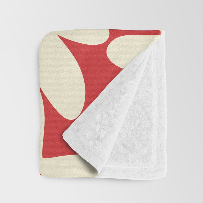Daisy Time Floral Pattern in Retro Christmas Red and Cream Throw Blanket Gallery Image 3