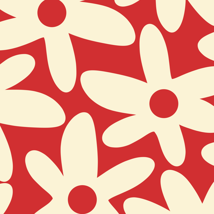 Daisy Time Floral Pattern in Retro Christmas Red and Cream Coffee Mug Gallery Image 2
