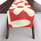 Daisy Time Floral Pattern in Retro Christmas Red and Cream Table Runner Gallery Image 1