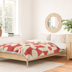 Daisy Time Floral Pattern in Retro Christmas Red and Cream Duvet Cover Gallery Image 2
