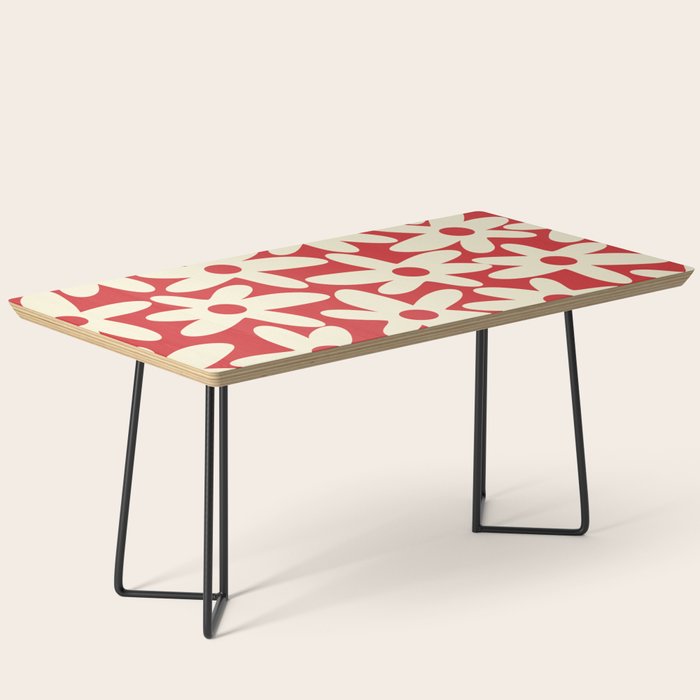 Daisy Time Floral Pattern in Retro Christmas Red and Cream Coffee Table Gallery Image 1