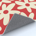 Daisy Time Floral Pattern in Retro Christmas Red and Cream Rug Gallery Image 4