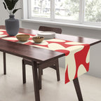 Daisy Time Floral Pattern in Retro Christmas Red and Cream Table Runner Gallery Image 2