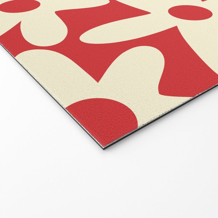 Daisy Time Floral Pattern in Retro Christmas Red and Cream Welcome Mat Gallery Image 2