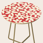 Daisy Time Floral Pattern in Retro Christmas Red and Cream Side Table Gallery Image 2