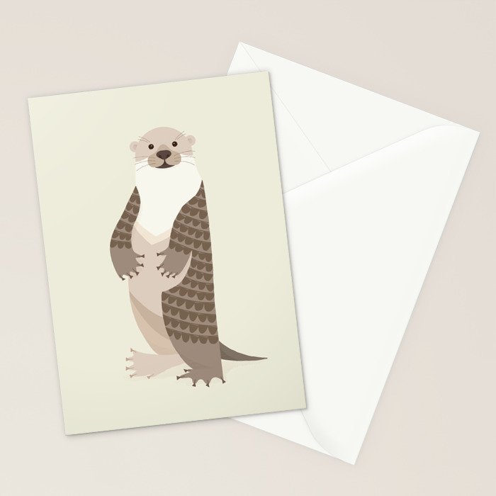 Whimsical Otter Stationery Card Gallery Image 2