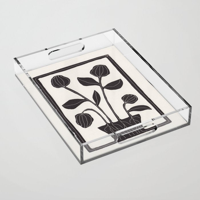 Floral Serenity / Lino Print Acrylic Tray Gallery Image 1