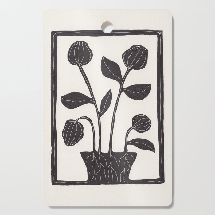 Floral Serenity / Lino Print Cutting Board Gallery Image 1