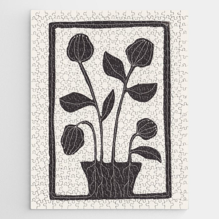 Floral Serenity / Lino Print Jigsaw Puzzle Gallery Image 1
