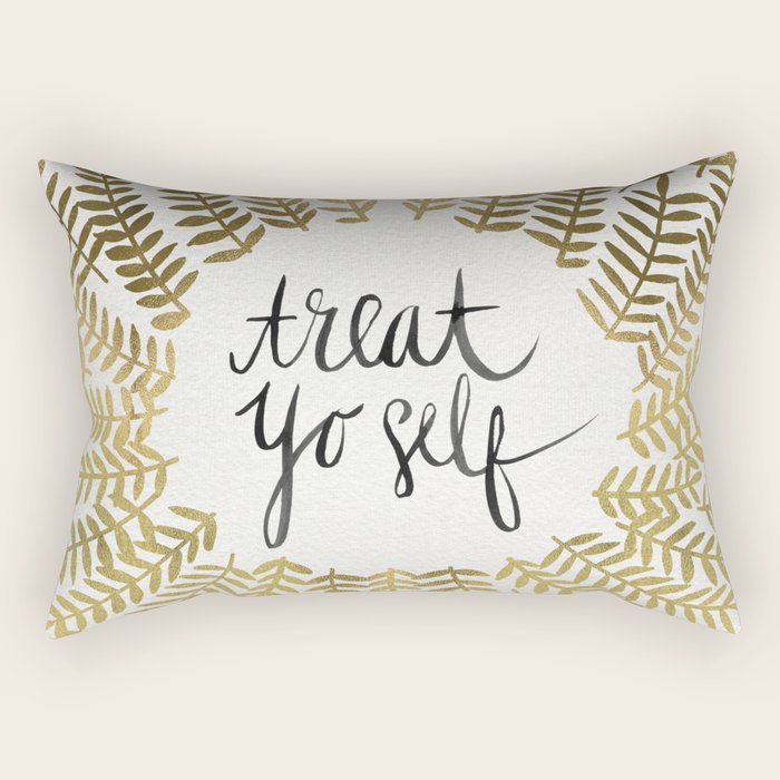 Treat Yo Self - Gold Rectangular Pillow Gallery Image 2