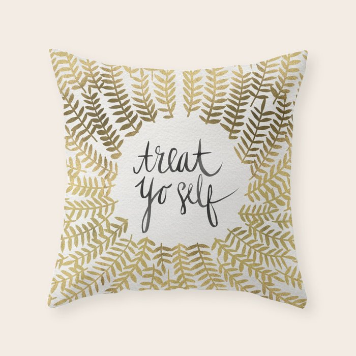 Treat Yo Self - Gold Throw Pillow Gallery Image 6