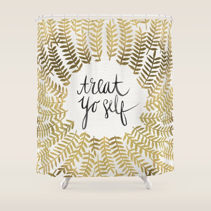 Treat Yo Self - Gold Shower Curtain Gallery Image 1