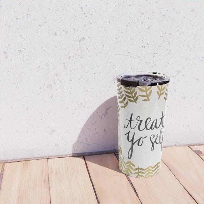 Treat Yo Self - Gold Travel Mug Gallery Image 4