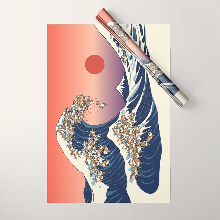 The Great Wave of Shiba Inu Wrapping Paper Gallery Image 1