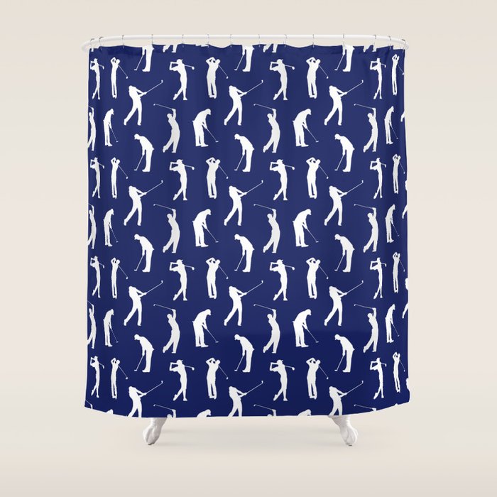 Golfers // Midnight Blue Shower Curtain Gallery Image 1