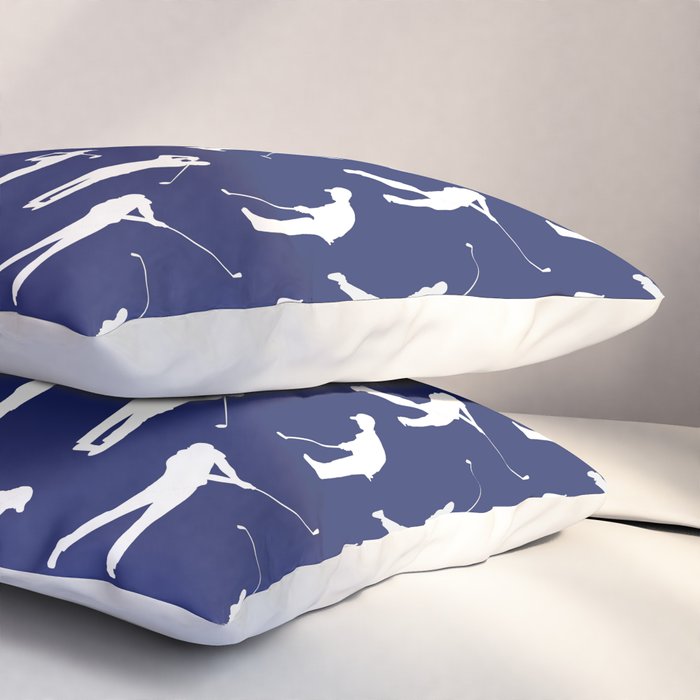 Golfers // Midnight Blue Pillow Sham Gallery Image 3