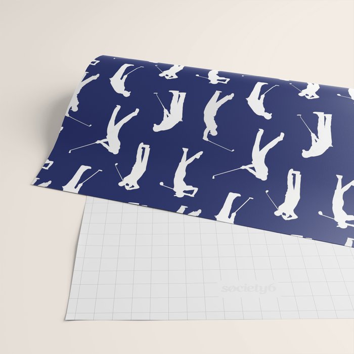 Golfers // Midnight Blue Wrapping Paper Gallery Image 2