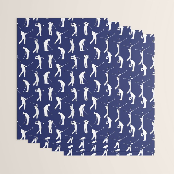 Golfers // Midnight Blue Wrapping Paper Gallery Image 3