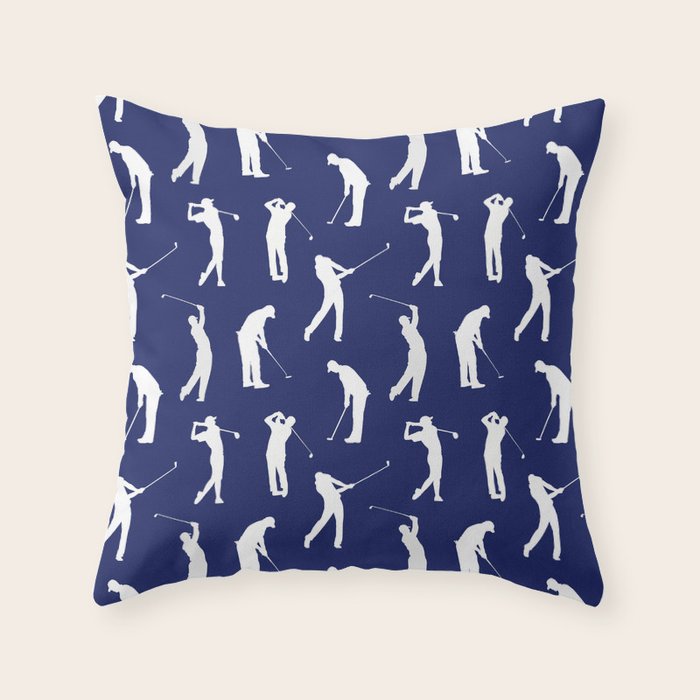 Golfers // Midnight Blue Throw Pillow Gallery Image 1