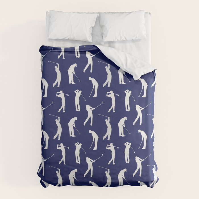 Golfers // Midnight Blue Duvet Cover Gallery Image 1